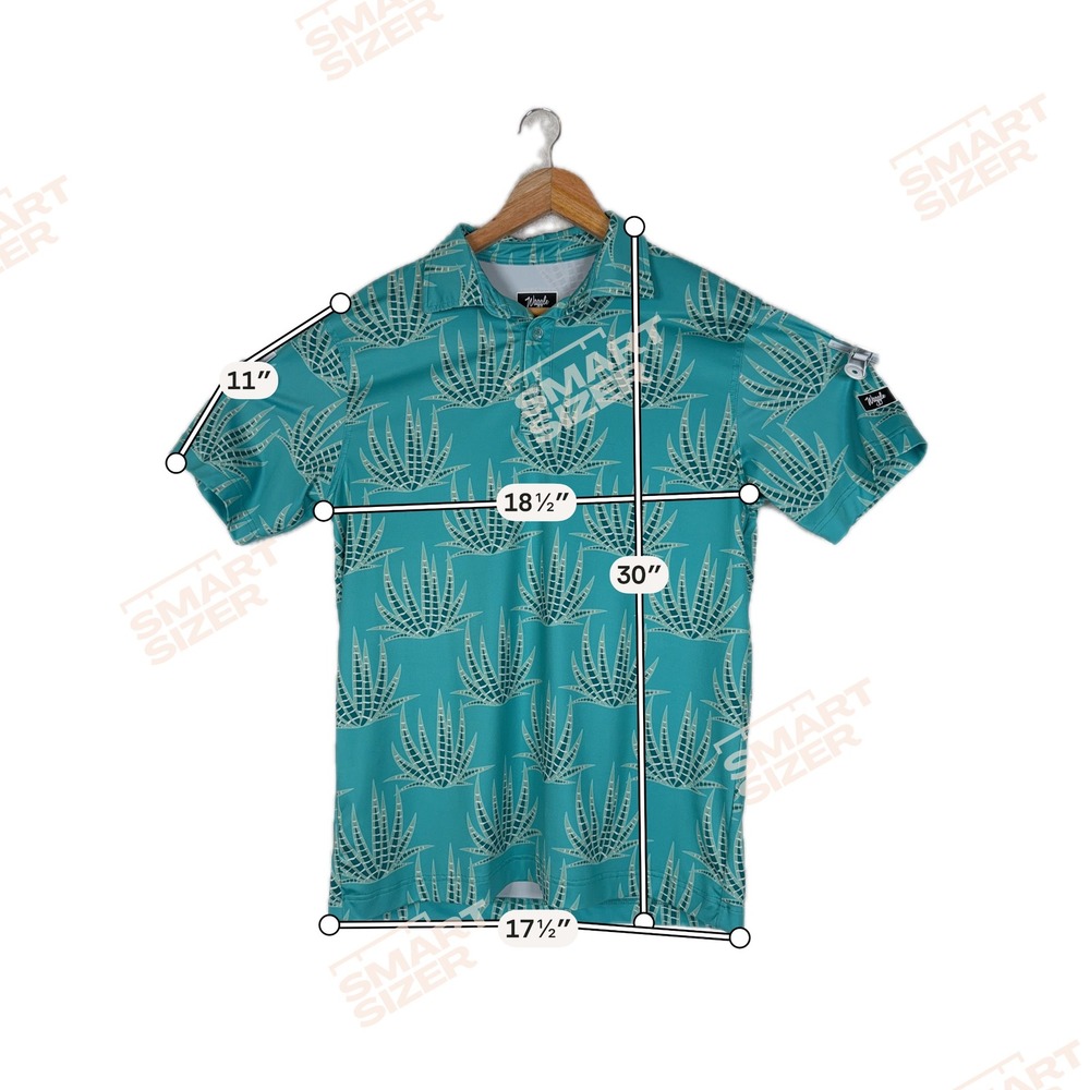 Waggle Golf Polo Mens Medium Teal Agave Print Short Sleeve Performance Shirt - Picture 4 of 6